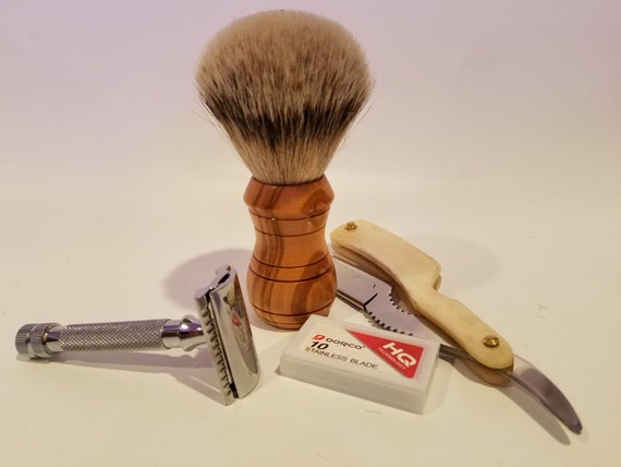 Olive Wood Silvertip Badger Hair Shave Brush Camel Bone Etsy
