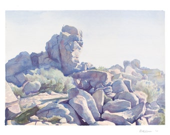 Joshua Tree aquarel schilderij - Giclee woestijn landschap print - originele kunst aan de muur en decor