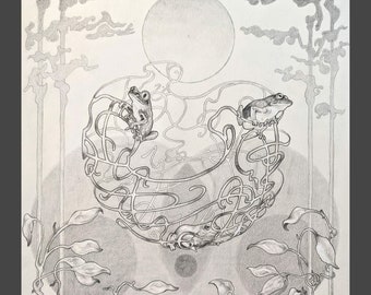 Kikkergeest originele dierenkunst - geometrische Nouveau-stijl print - moderne wanddecoratie