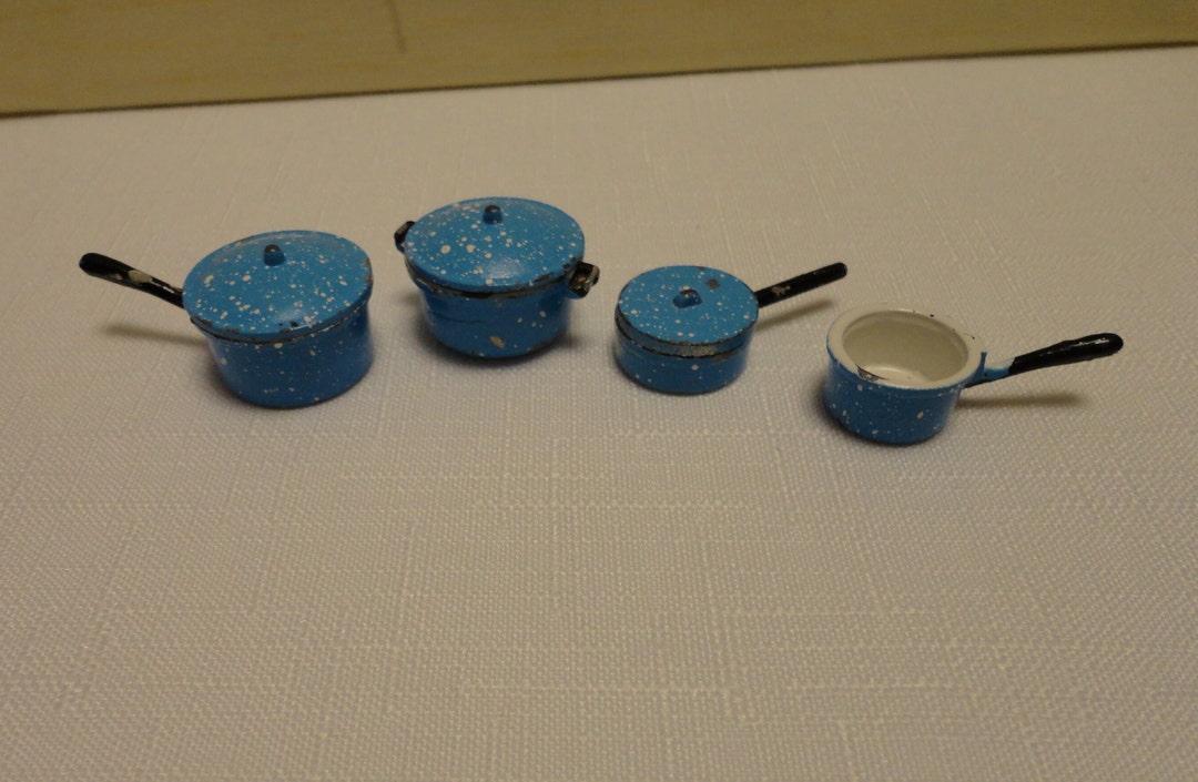 Splatter Cookware Vintage Miniature 7 Pc Splatter Ware Cookware Set Dollhouse Cookware - Etsy