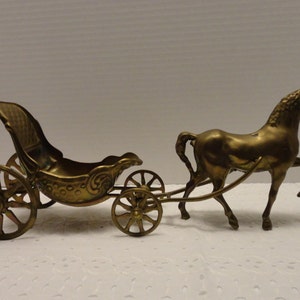 Vintage Brass Horse and Carriage: Made in Italy