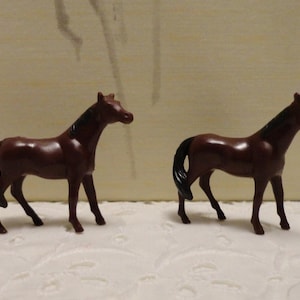 Set Of 2 Miniature Brown & Black Horses