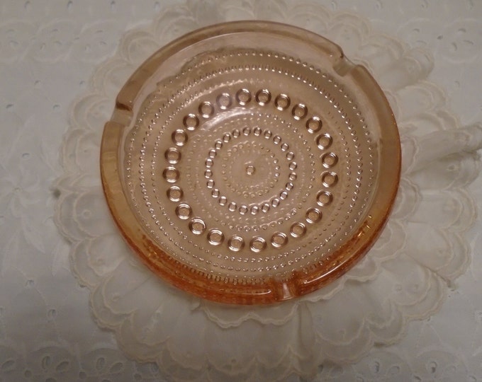 Vintage 1970's Heavy Pink Glass Ashtray Etsy