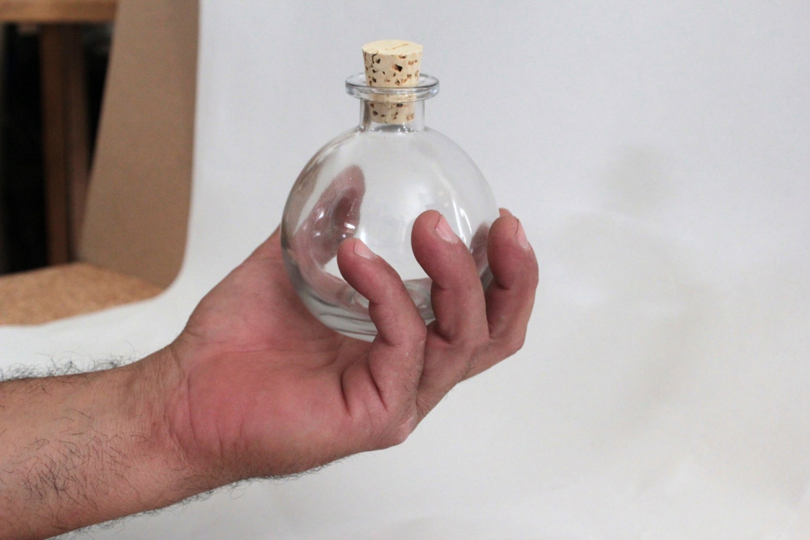 Round Crystal Clear Glass Potion Bottle With Cork Perfect Etsy