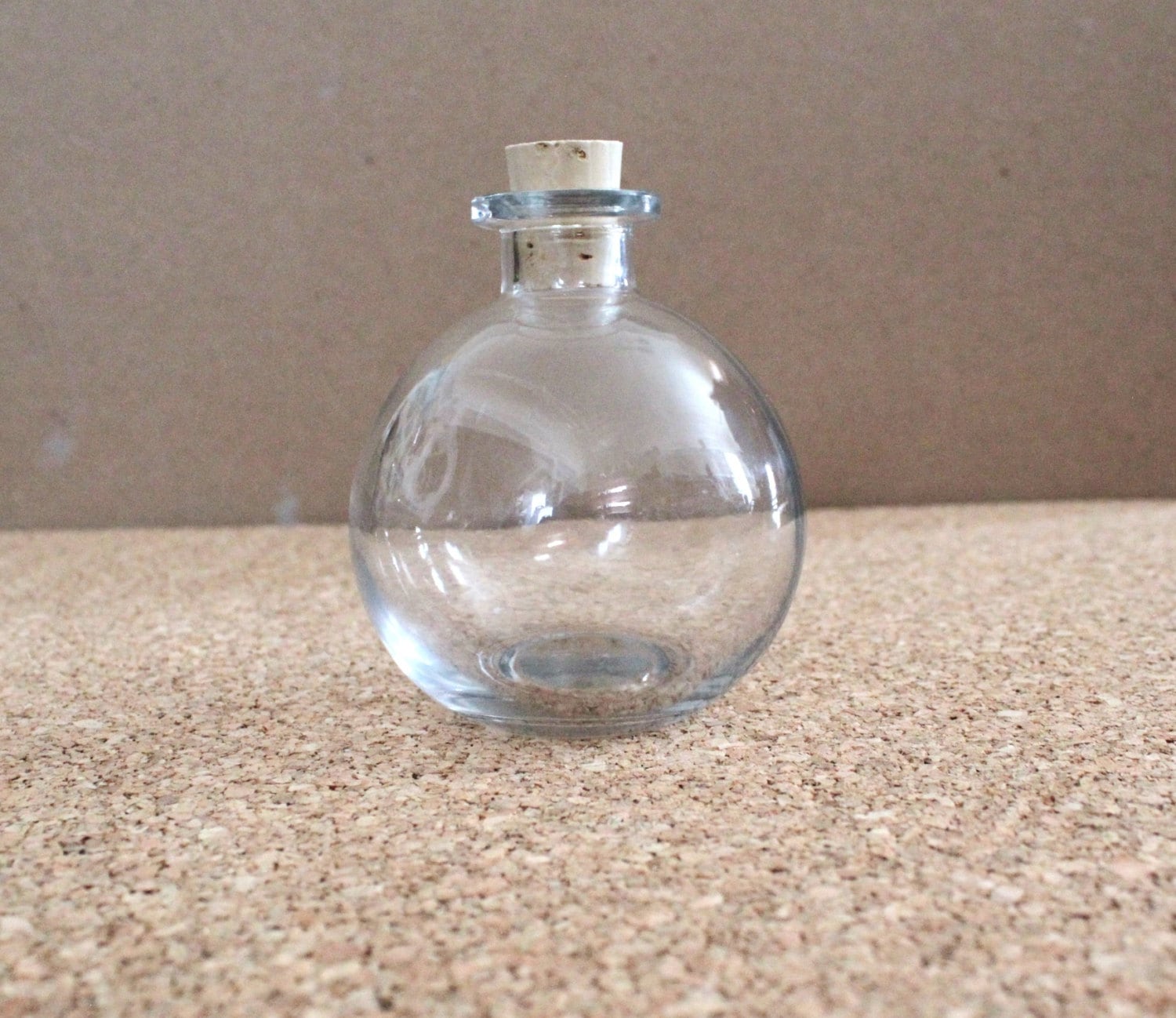 Round Crystal Clear Glass Potion Bottle With Cork Perfect Larping /  Cosplaying Item 