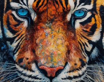Cross Stitch Pattern &quot;Intense Tiger&quot; PDF | Easy Full Coverage Counted Cross Stitch | Pattern Keeper