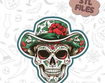 Mexican Cowboy Skull STL Cookie Cutter – Digital 3D Printable Halloween & Day of the Dead Cookie File