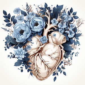 Cross Stitch Pattern &quot;Floral Anatomical Heart&quot; PDF | Easy Counted Cross Stitch | Pattern Keeper