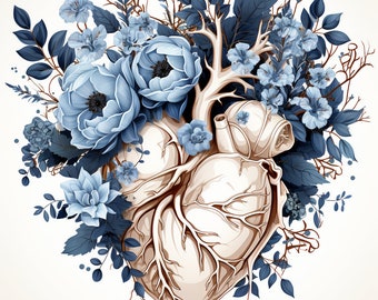 Cross Stitch Pattern &quot;Floral Anatomical Heart&quot; PDF | Easy Counted Cross Stitch | Pattern Keeper