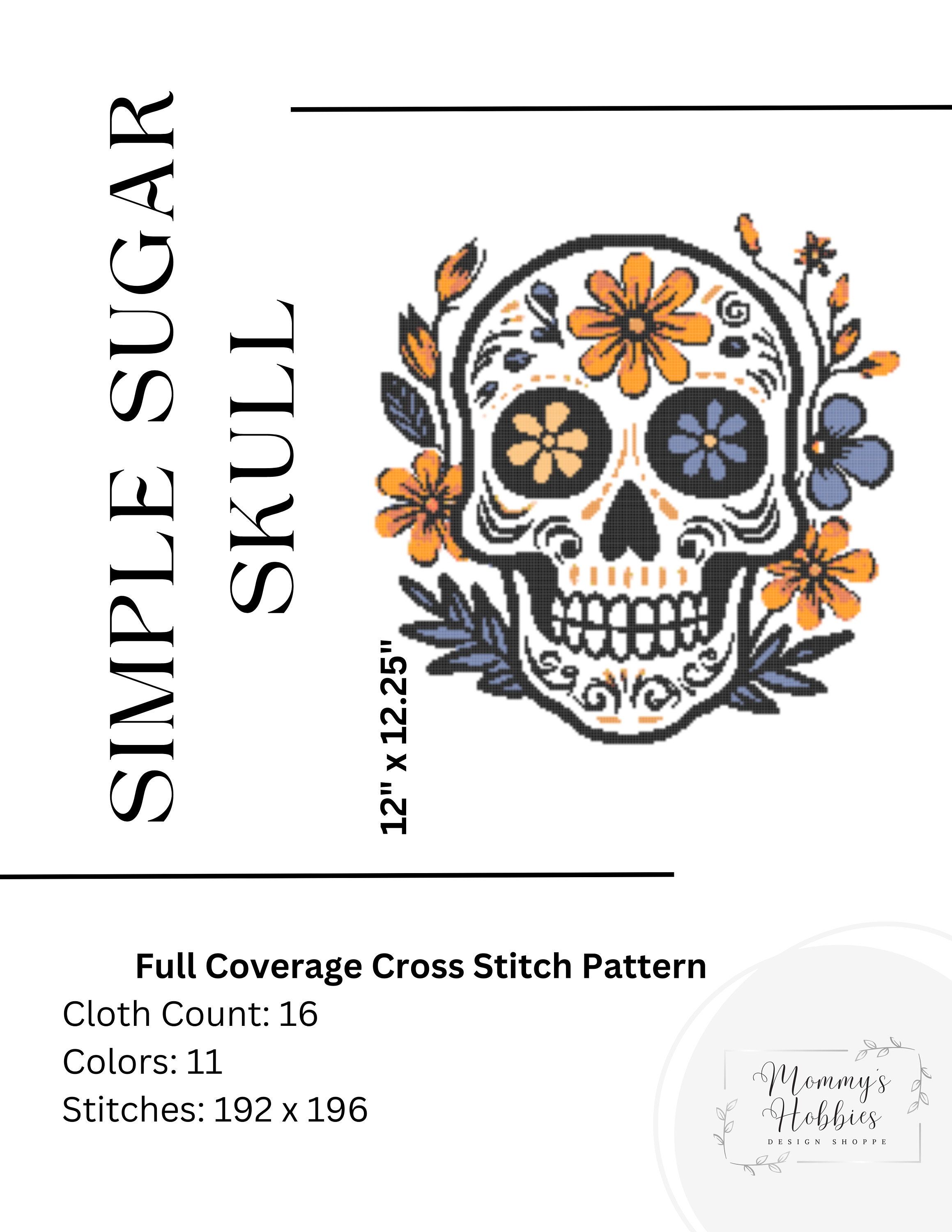 Halloween Cross Stitch Pattern "simple Sugar Skull" PDF | Easy Counted ...
