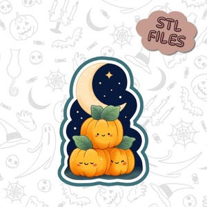 Moon and Pumpkin STL Cookie Cutter – Digital 3D Printable Halloween & Fall Cookie File