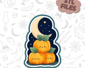 Moon and Pumpkin STL Cookie Cutter – Digital 3D Printable Halloween & Fall Cookie File