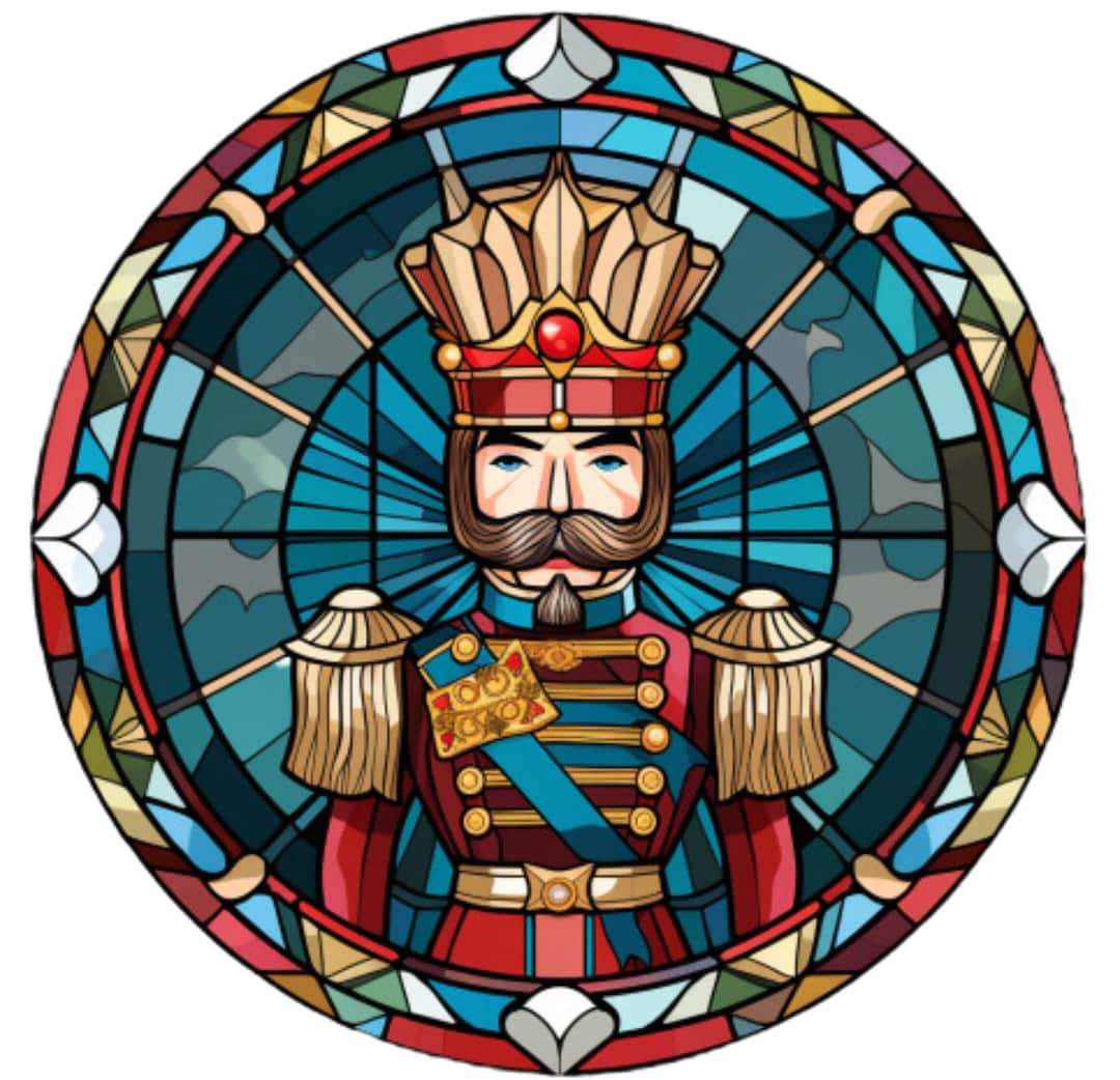 Holiday Cross Stitch stained Glass Nutcracker PDF Easy Full Coverage