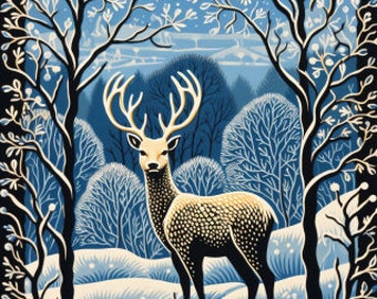 Christmas Cross Stitch Pattern "Winter Reindeer" PDF | Easy Full Coverage Counted Cross Stitch | Pattern Keeper