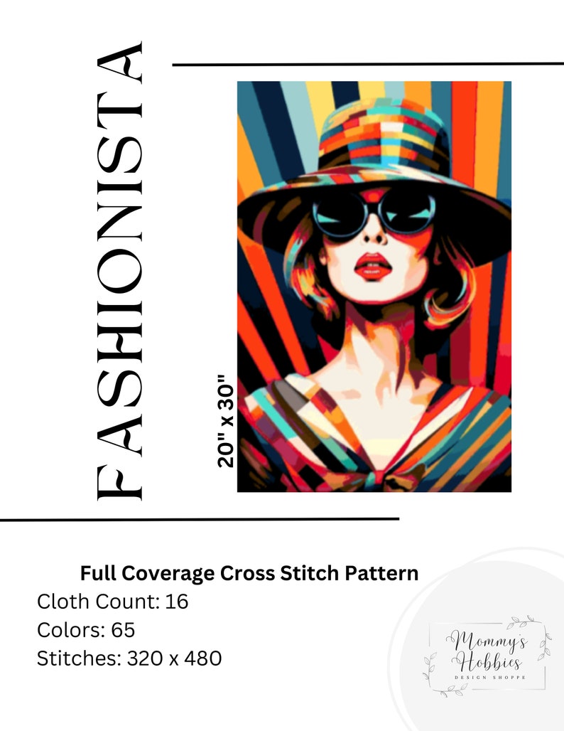 Cross Stitch Pattern "fashionista" PDF | Easy Full Coverage Counted ...