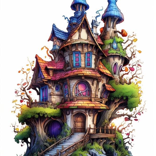 Fantasy Cross Stitch "Elf House" PDF | Easy Full Coverage Counted Cross Stitch | Pattern Keeper