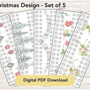 Floss Card Set - Cross Stitch Thread Organizer | 10 Rectangles | 5 Christmas Designs
