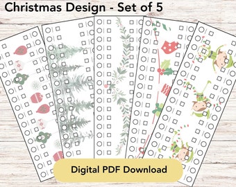 Set di biglietti per filo interdentale - Organizzatore di filo per punto croce / 10 rettangoli / 5 disegni natalizi