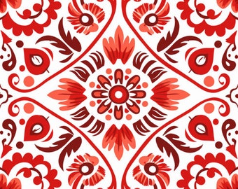 Easy Cross Stitch Red "Moroccan Tile IIII" PDF | Simple Counted Cross Stitch | Pattern Keeper