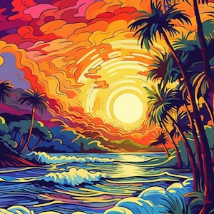 Cross Stitch Pattern &quot;Tropical Paradise&quot; PDF | Easy Full Coverage Counted Cross Stitch | Pattern Keeper