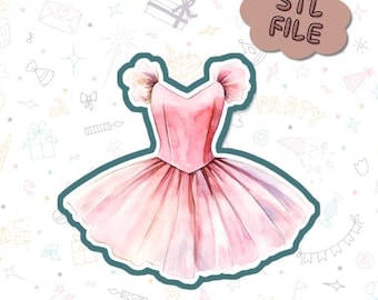Ballerinajurk STL Cookie Cutter – Digitale 3D-afdrukbare tutu-jurk voor ballet- en prinsessenfeestkoekjes