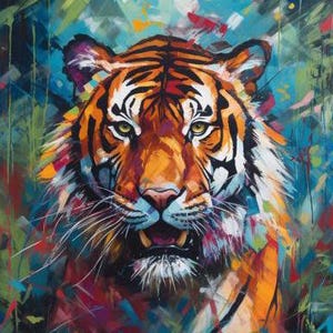 Modern Cross Stitch &quot;Painted Tiger&quot; PDF | Easy Full Coverage Counted Cross Stitch | Pattern Keeper