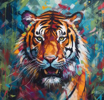 Modern Cross Stitch "Painted Tiger" PDF | Easy Full Coverage Counted Cross Stitch | Pattern Keeper