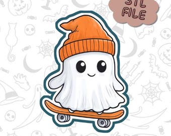 Emporte-pièce en forme de skateboard Ghost STL – Fichier numérique imprimable en 3D pour Halloween et biscuits effrayants