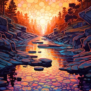 Cross Stitch Pattern &quot;Pebble Creek&quot; PDF | Easy Full Coverage Counted Cross Stitch | Pattern Keeper
