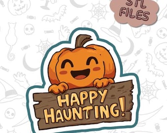 Halloween Pumpkin STL Cookie Cutter – Digital 3D Printable “Happy Haunting” Cookie File
