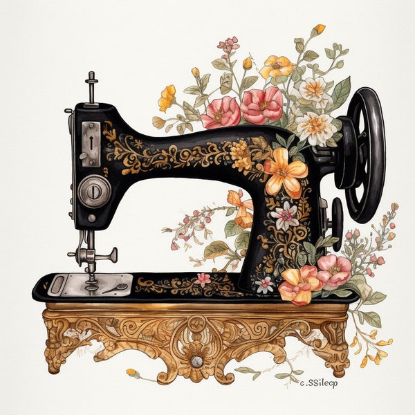 Modern Cross Stitch "Vintage Sewing Machine" PDF | Easy Full Coverage Counted Cross Stitch | Pattern Keeper