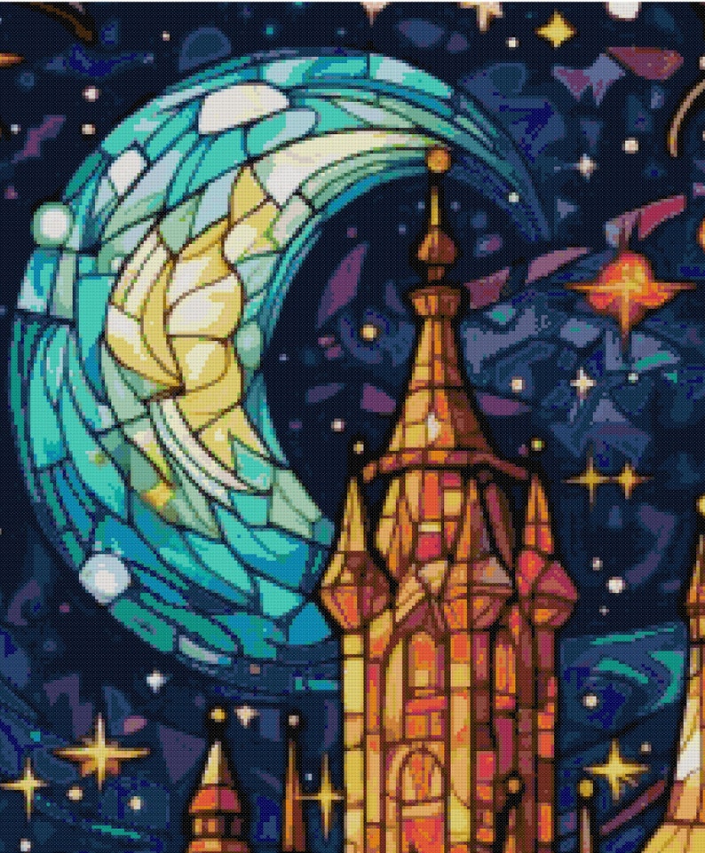 Modern Fairy Tale Cross Stitch Pattern "stained Glass Castle I" PDF ...