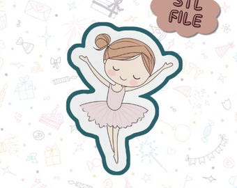 Ballerina-koekjesvorm: digitaal 3D STL/M3F-afdrukbaar bestand voor ballet- en dansfeestkoekjes