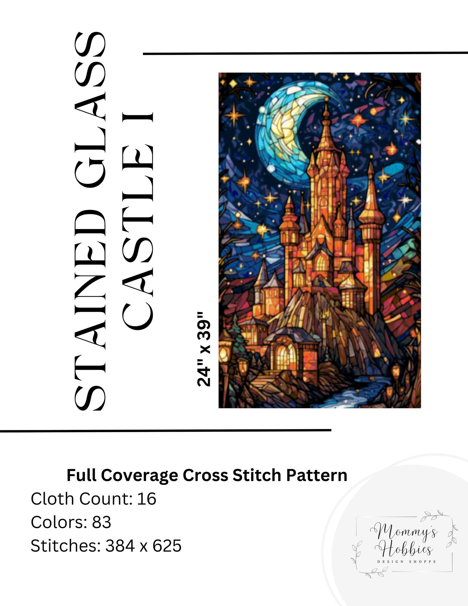 Modern Fairy Tale Cross Stitch Pattern "stained Glass Castle I" PDF ...