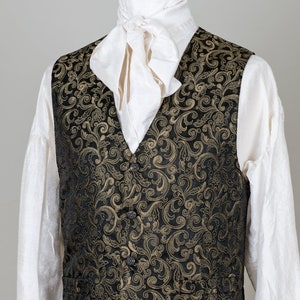 Classic Brocade Waistcoat / Vest Gold / Black image 1