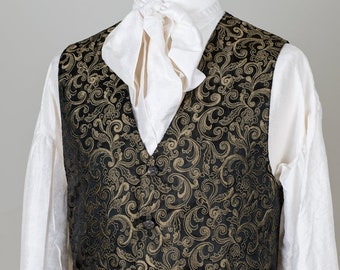 Classic Brocade Waistcoat / Vest - Gold / Black