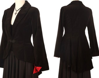 Drop Back 'Bustle Jacket' Black Velvet