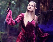 Gabriel Dress - Wine Medieval / Elven Style Velvet Dress