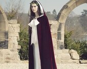 Velvet Bridal Cloak - Wine / Ivory