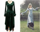 Velvet Pixie / Fairy / Elven style dress - Layered handkerchief hem - XL Silver - Last One!