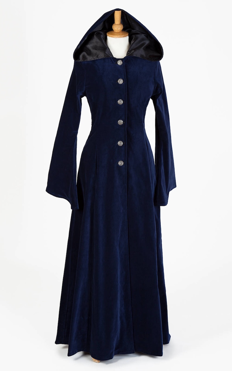 Dark Green Velvet Hooded Coat Etsy