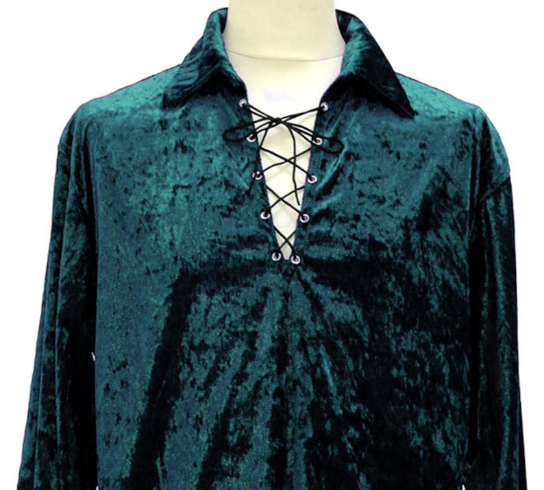 Velvet Pirate / Poet Shirt Forest Green image 2