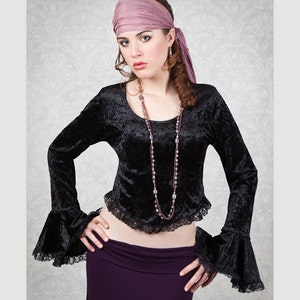 Velvet & Lace Bell Sleeve Top Gothic/Boho image 1