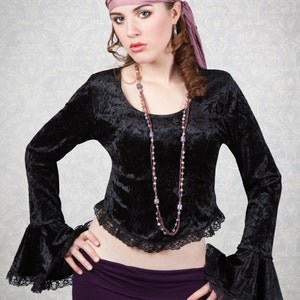 Velvet & Lace Bell Sleeve Top Gothic/Boho image 2