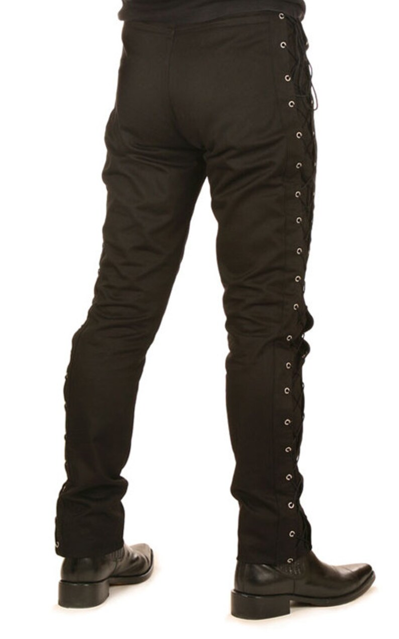 UNISEX Eyelet / Grommet Lace up Black Cotton Drill Jeans Etsy