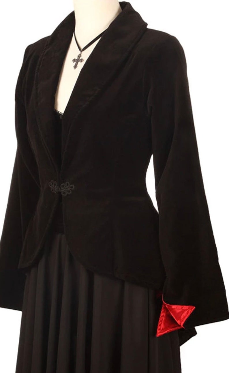 Steampunk Jacket | Steampunk Coat, Overcoat, Cape Drop Back Bustle Jacket Black Velvet $128.78 AT vintagedancer.com