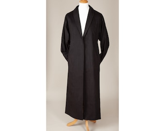 Classic Black Drill Duster Coat