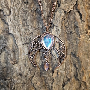 Copper swirled Crescent Moon Pendant