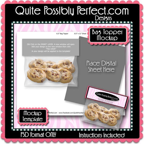 Download Cookies Bag Topper Preview Mockup Template Instant Download - Best Popular Packaging Mockups