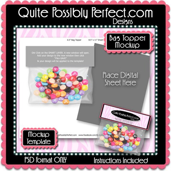 Download Free Candies Bag Topper Preview Mockup Template Instant ...